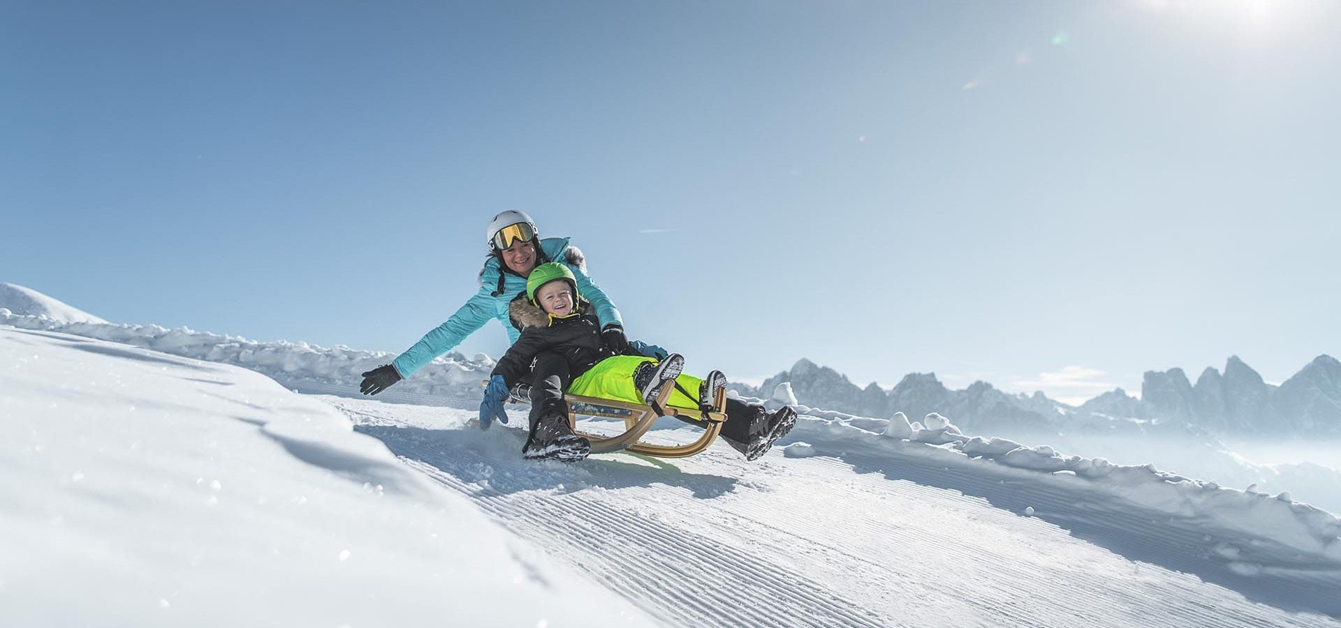schlittenfahren rodeln skigebiet plose brixen hotel clara